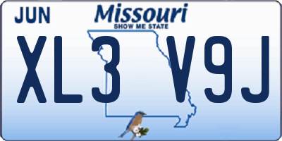 MO license plate XL3V9J