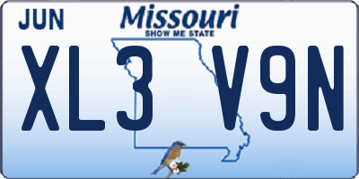 MO license plate XL3V9N