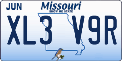 MO license plate XL3V9R