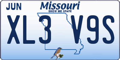 MO license plate XL3V9S