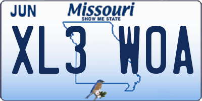 MO license plate XL3W0A