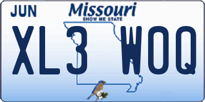 MO license plate XL3W0Q