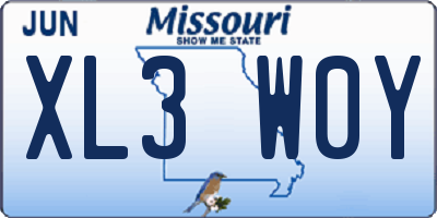 MO license plate XL3W0Y