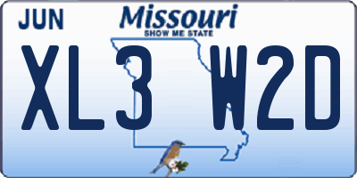 MO license plate XL3W2D