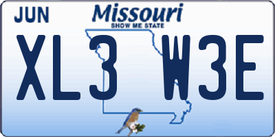 MO license plate XL3W3E