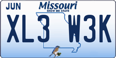MO license plate XL3W3K