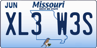 MO license plate XL3W3S