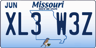 MO license plate XL3W3Z