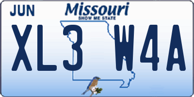 MO license plate XL3W4A