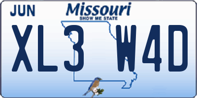 MO license plate XL3W4D