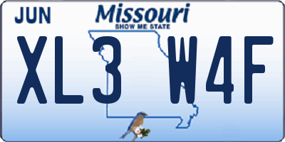 MO license plate XL3W4F
