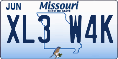 MO license plate XL3W4K