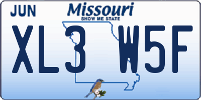 MO license plate XL3W5F