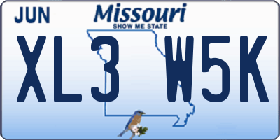 MO license plate XL3W5K