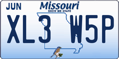 MO license plate XL3W5P