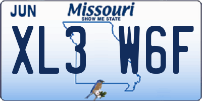 MO license plate XL3W6F