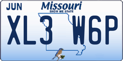 MO license plate XL3W6P