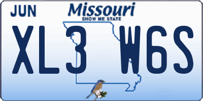 MO license plate XL3W6S