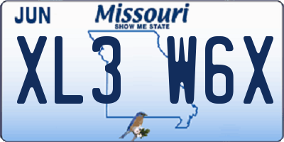 MO license plate XL3W6X