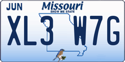 MO license plate XL3W7G