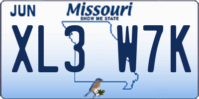 MO license plate XL3W7K