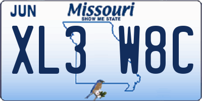 MO license plate XL3W8C