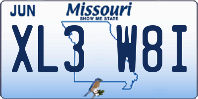 MO license plate XL3W8I