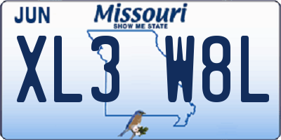 MO license plate XL3W8L