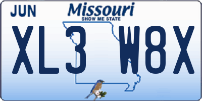 MO license plate XL3W8X