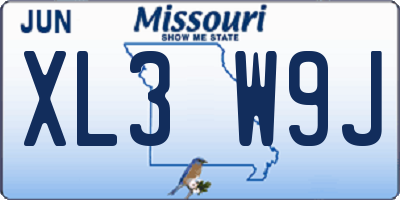 MO license plate XL3W9J