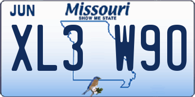 MO license plate XL3W9O