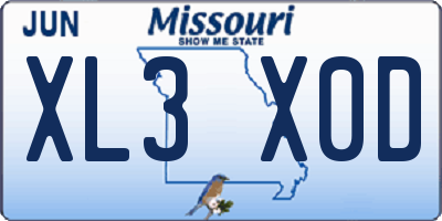 MO license plate XL3X0D