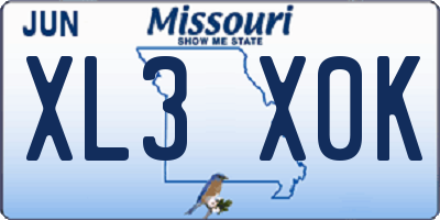 MO license plate XL3X0K