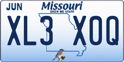 MO license plate XL3X0Q