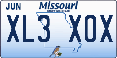MO license plate XL3X0X