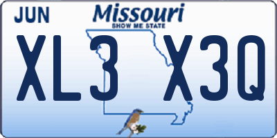 MO license plate XL3X3Q