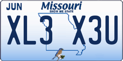 MO license plate XL3X3U