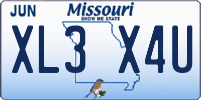 MO license plate XL3X4U
