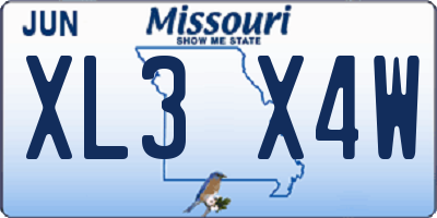 MO license plate XL3X4W