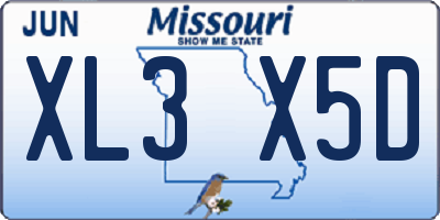 MO license plate XL3X5D