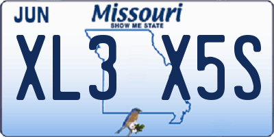 MO license plate XL3X5S