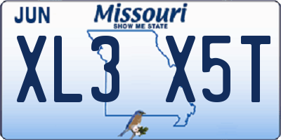 MO license plate XL3X5T