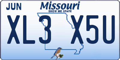 MO license plate XL3X5U