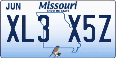 MO license plate XL3X5Z