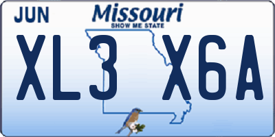MO license plate XL3X6A