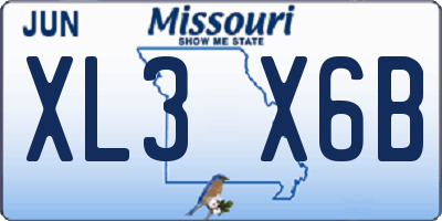 MO license plate XL3X6B