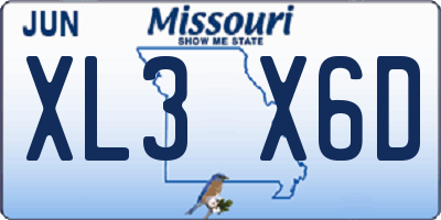 MO license plate XL3X6D