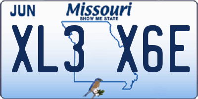 MO license plate XL3X6E