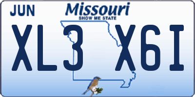 MO license plate XL3X6I