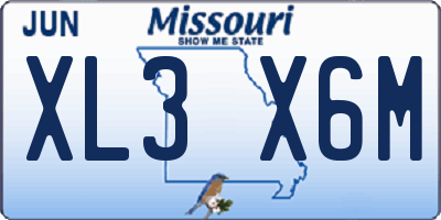 MO license plate XL3X6M